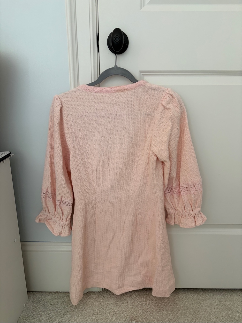 Free People Pink Textured Square-Neck Button Front Dress - Picture 3 of 6